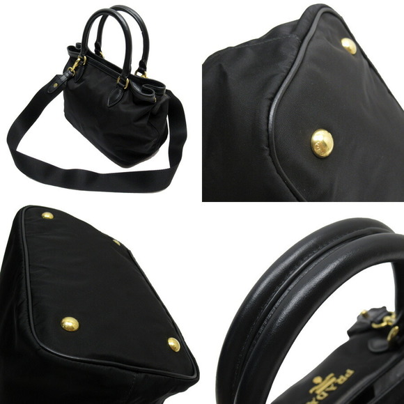 Prada 2Way Nylon Bag Leather Black - Picture 1 of 3
